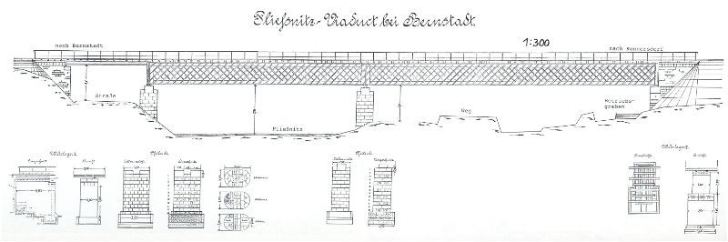 Konstruktionsplan Viadukt Kunnersdorf